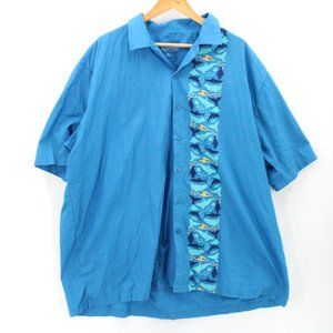 Cabana Collection Shirt Mens Blue Short Sleeve Button Down Collared Size 3XL